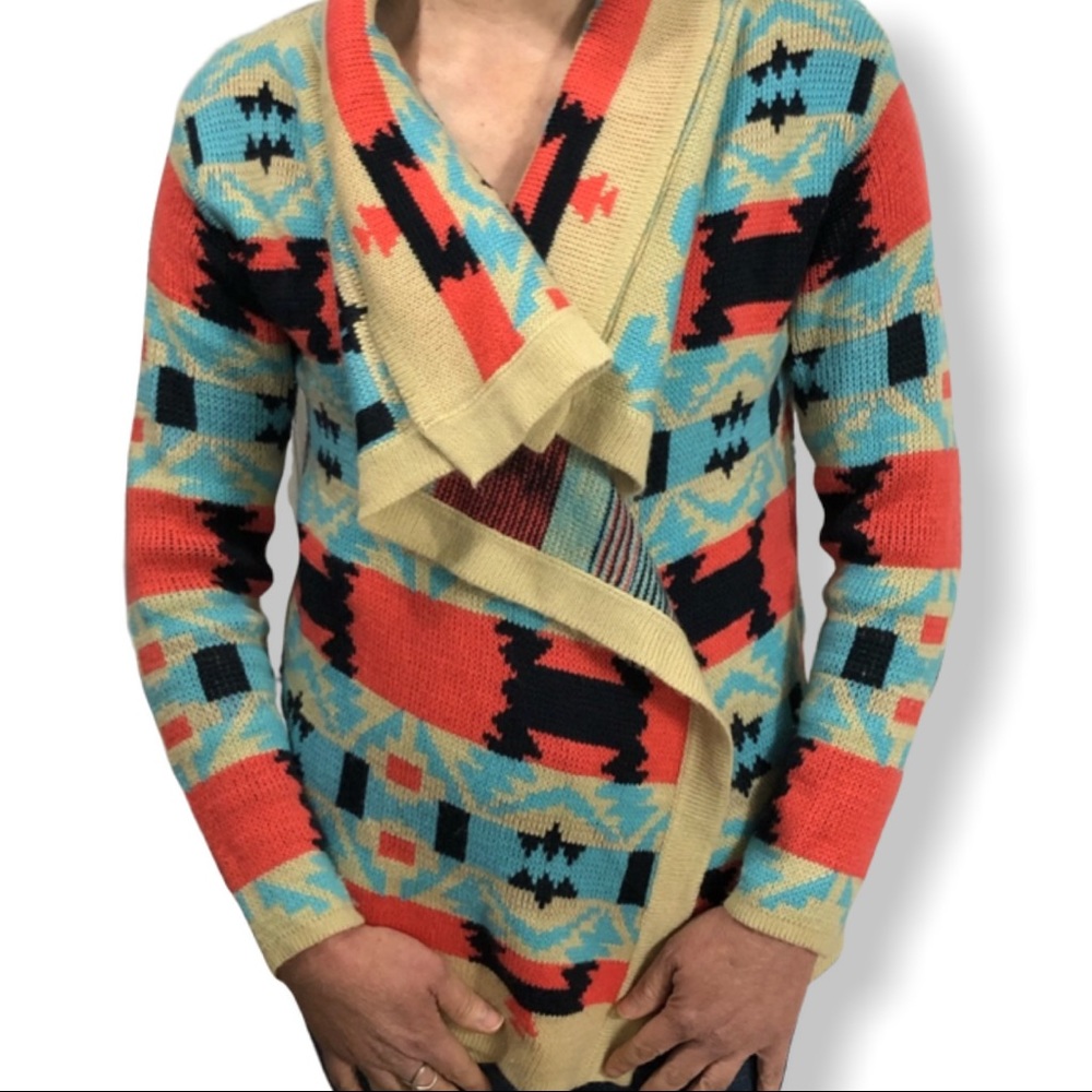 Kate collection open front cardigan Aztec design M